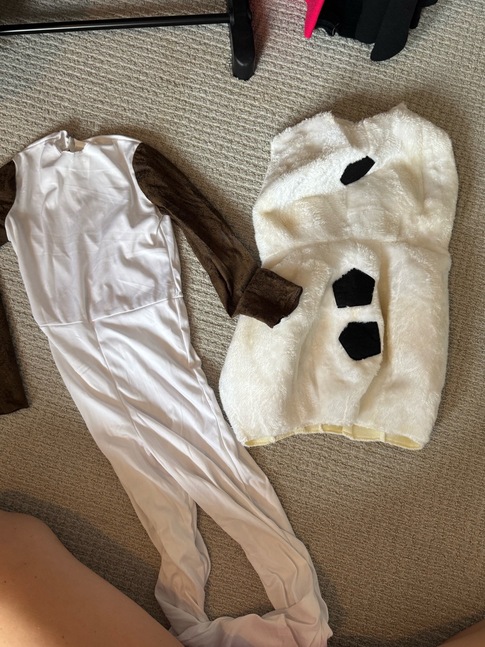 4/6 Olaf Plush White Snowman Kids Costume Set with Brown Sleeves and bodysuit